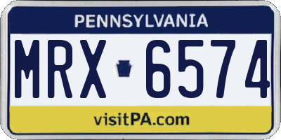 PA license plate MRX6574
