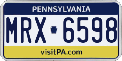 PA license plate MRX6598