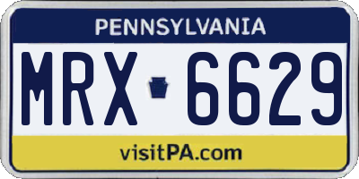 PA license plate MRX6629