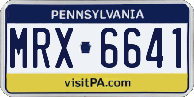 PA license plate MRX6641