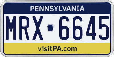 PA license plate MRX6645