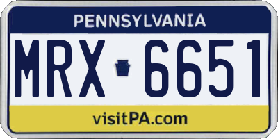 PA license plate MRX6651