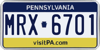 PA license plate MRX6701