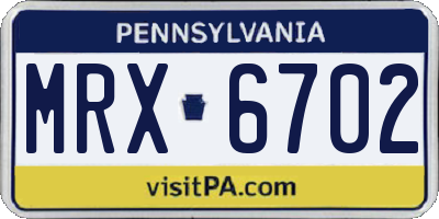 PA license plate MRX6702