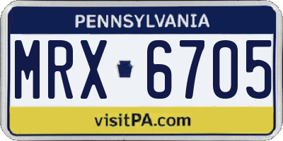PA license plate MRX6705