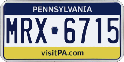 PA license plate MRX6715