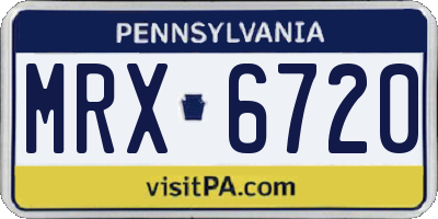 PA license plate MRX6720