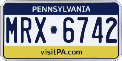 PA license plate MRX6742