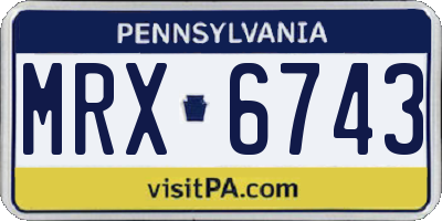 PA license plate MRX6743