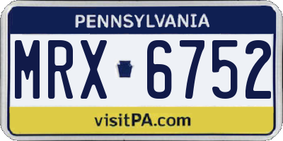PA license plate MRX6752