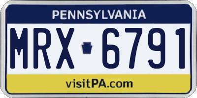 PA license plate MRX6791