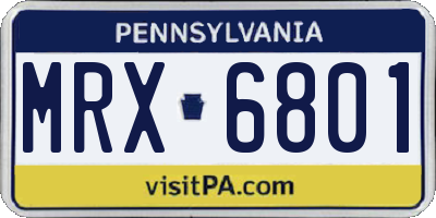 PA license plate MRX6801