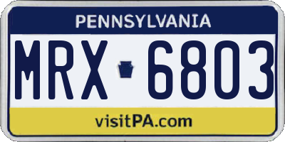 PA license plate MRX6803