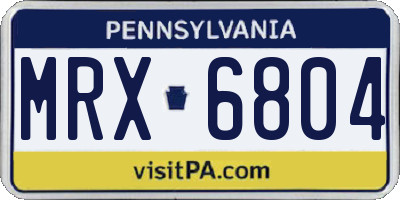PA license plate MRX6804