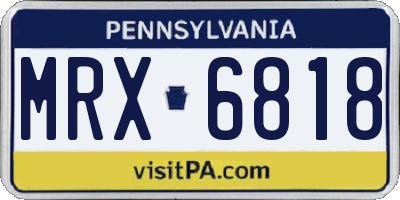 PA license plate MRX6818