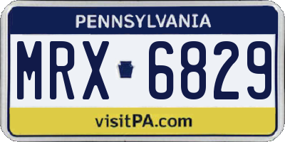 PA license plate MRX6829