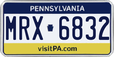 PA license plate MRX6832