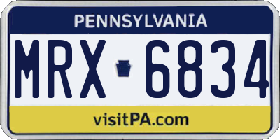 PA license plate MRX6834