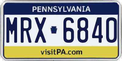 PA license plate MRX6840