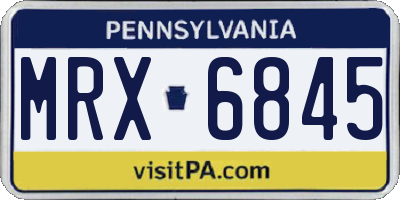 PA license plate MRX6845