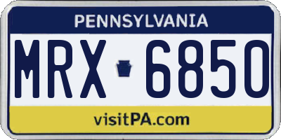 PA license plate MRX6850