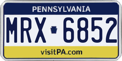 PA license plate MRX6852