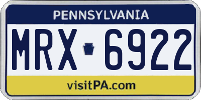 PA license plate MRX6922
