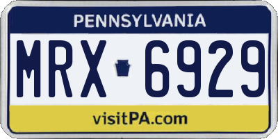 PA license plate MRX6929