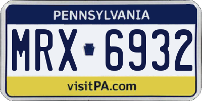 PA license plate MRX6932
