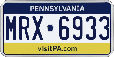 PA license plate MRX6933