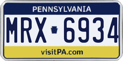 PA license plate MRX6934