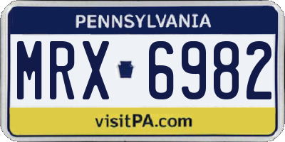 PA license plate MRX6982