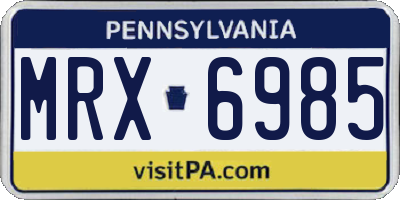PA license plate MRX6985