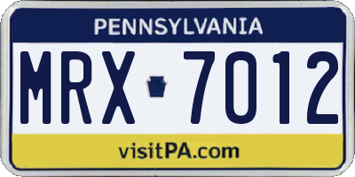 PA license plate MRX7012