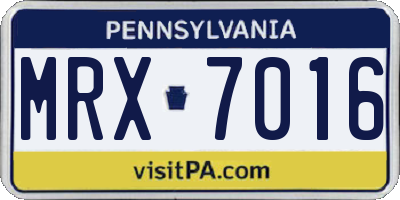 PA license plate MRX7016