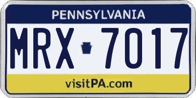 PA license plate MRX7017