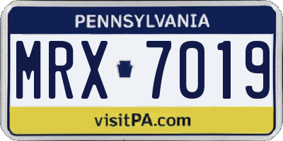 PA license plate MRX7019