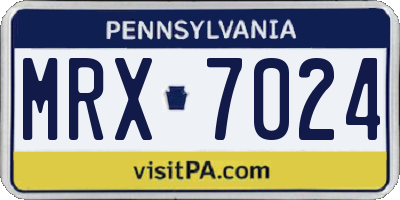 PA license plate MRX7024