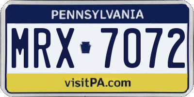 PA license plate MRX7072