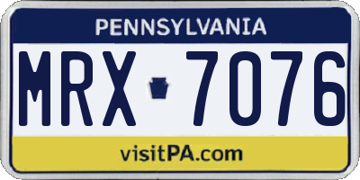 PA license plate MRX7076