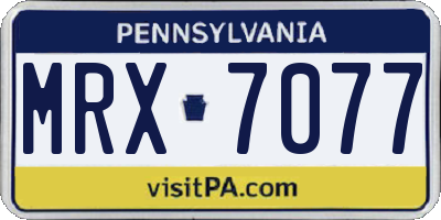 PA license plate MRX7077