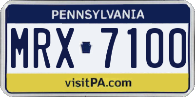 PA license plate MRX7100