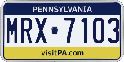 PA license plate MRX7103