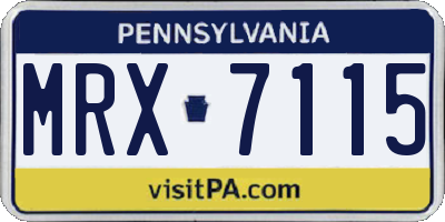 PA license plate MRX7115