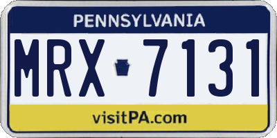 PA license plate MRX7131