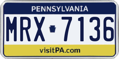 PA license plate MRX7136