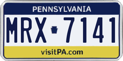 PA license plate MRX7141