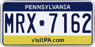 PA license plate MRX7162