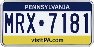 PA license plate MRX7181