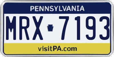 PA license plate MRX7193